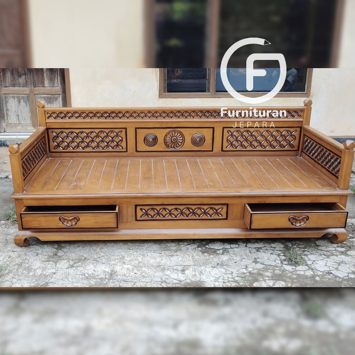 Daybed Bangku Risban Bale Kayu Jati Asli Jepara