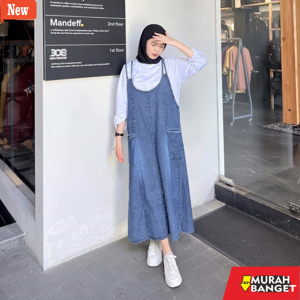 Jumsuit Wanita Kekinian Jumpsuit Dress Wanita Rok Panjang Dewasa Korean Style Overall Jumbo Overal J