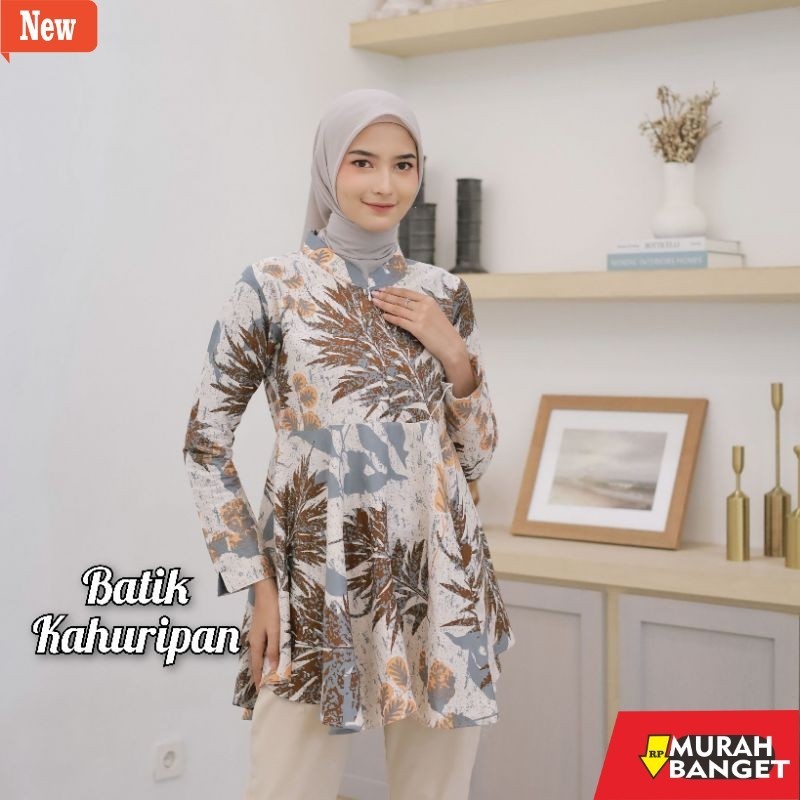 Blouse Wanita Kekinian Blouse Batik Wanita Baju Batik Wanita Modern Motif Seribu Daun By Batik Kahur