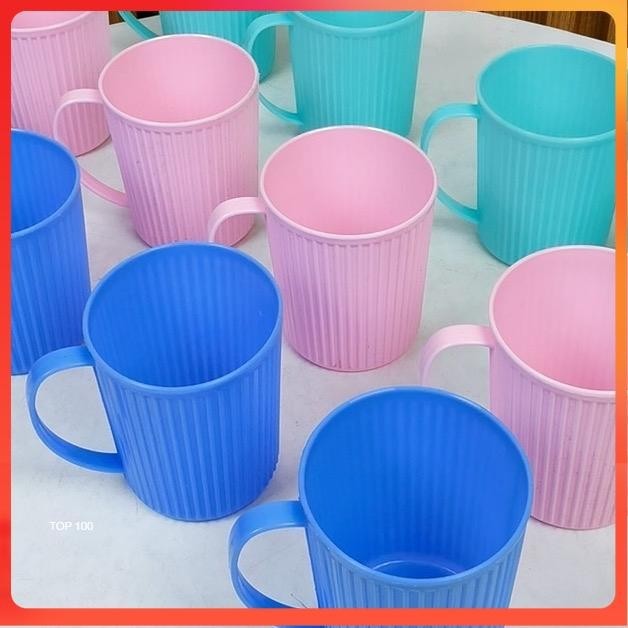 (12 PCS ) Gelas Cangkir Plastik 1 Lusin Ulir Murah Besar Tahan Panas Gelas Hajatan Kithcenwere