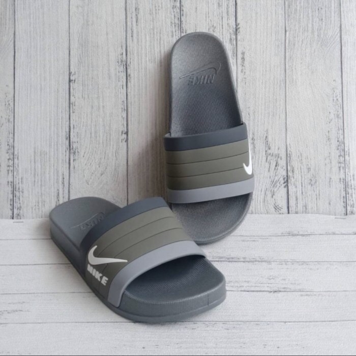 New Koleksi sandal nike slip on pria grey import grade original - Abu-abu, 44