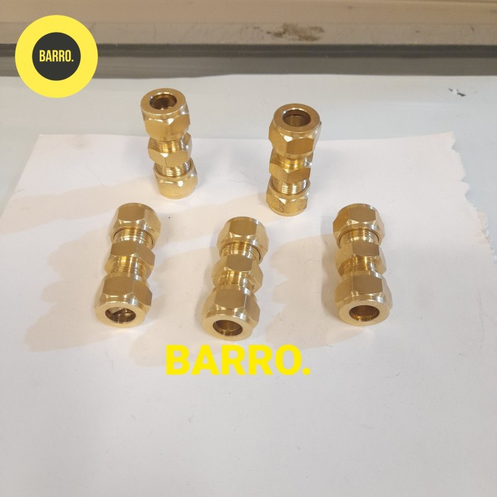 Union Connector Kuningan 10 mm Pipa Tubing Tembaga