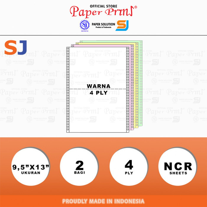 

✨BISA COD✨ -SJ Orange Kertas Continuous Form 4PLY NCR Folio 9,5" X 13"/2 (Bagi 2)