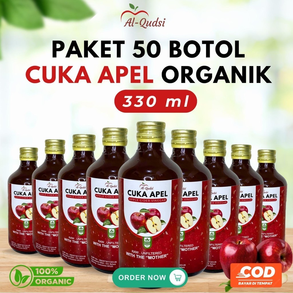 

(Promo Paket Reseller) 50 Botol Cuka Apel Cider Vinegar With Mother