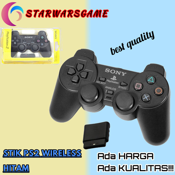Promo[New] STIK STICK PS2 WIRELESS ORI ORIGINAL PABRIK TRANSPARAN - Hitam, No Box