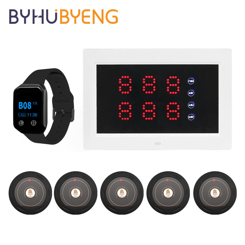 BYHUBYENG Watch Pager Screen System Beeper For Equipement Cafe Restaurant Bell Call Staff Desk Bipeu