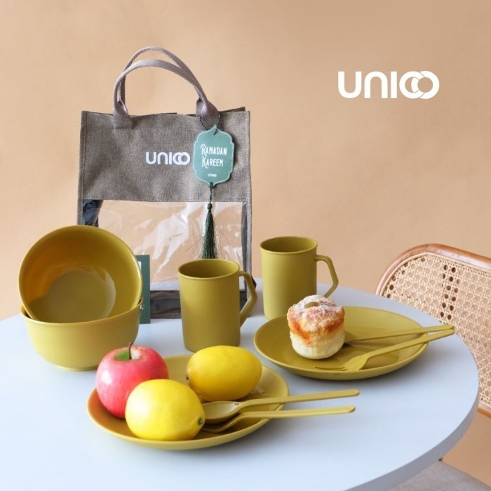 

✨LARIS✨ -UNICO Naira Hampers Lebaran Idul Fitri Piring Mangkok Gelas 2023 - MUSTARD