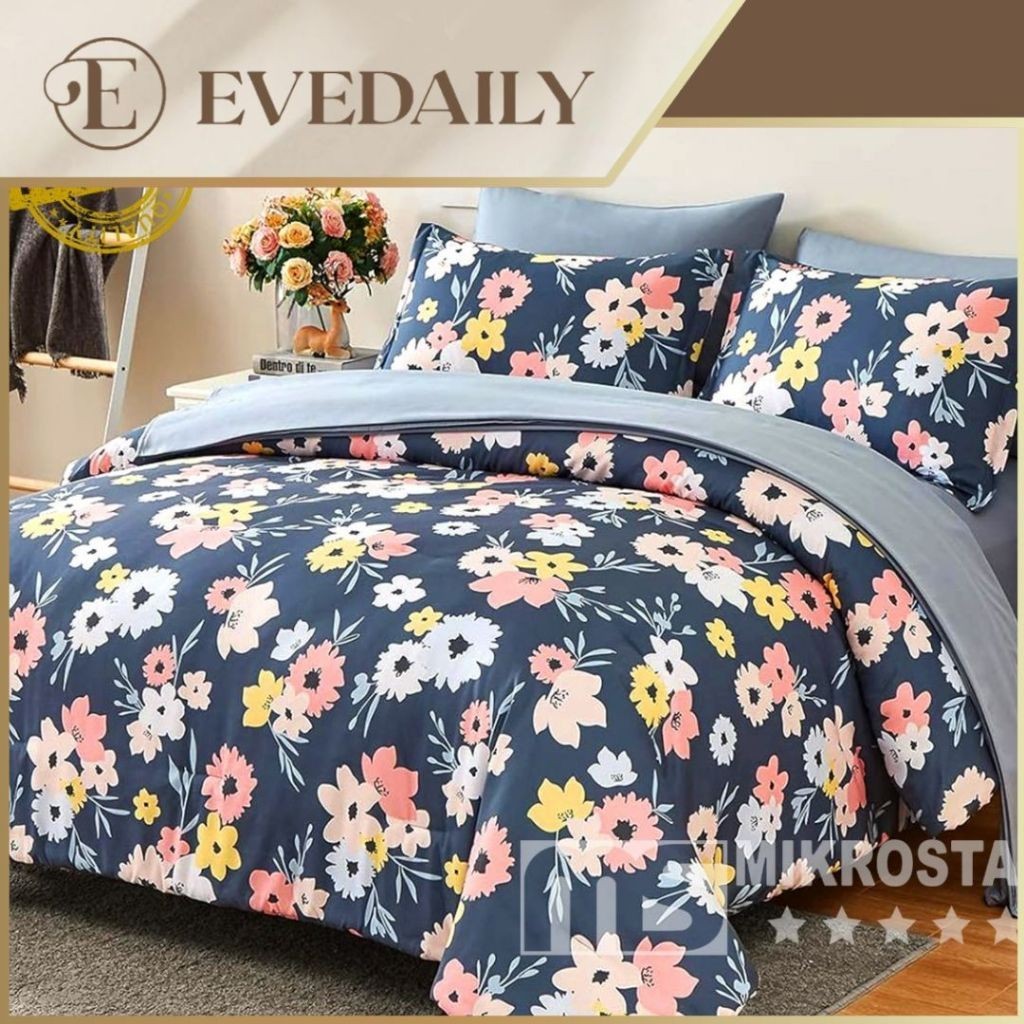 Promo Bed Cover Full Set Sprei Matilda Mix Silver - Bunga - Warna Warni Kecil - 90x200 - 200x200 - E