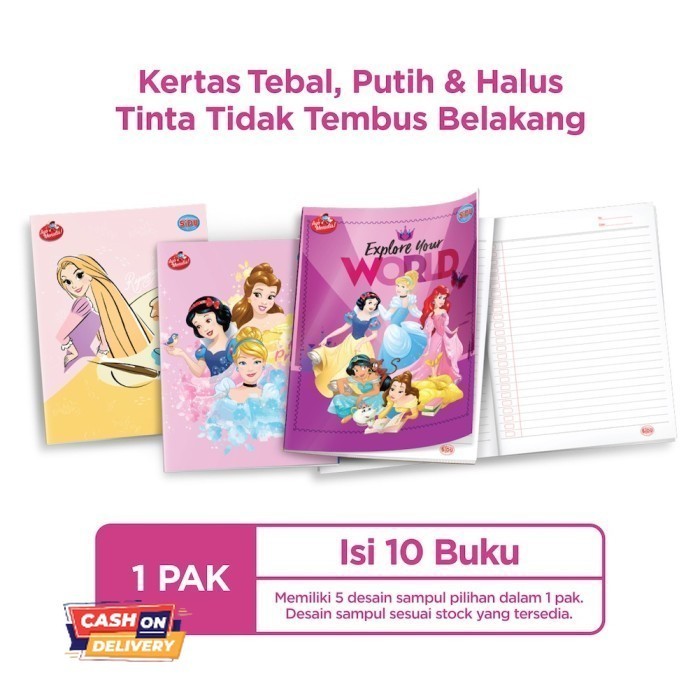 

✨LARIS✨ -SiDU Buku Tulis Disney Princess 58 Lembar - 10 buku SDU EB 58 PRI