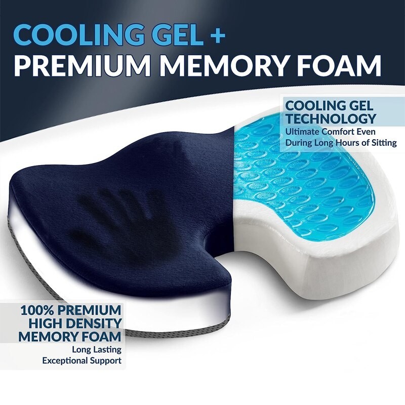 Gel Cushion Non-slip Gel and Memory Foam Coccyx Cushion Office Chair Cushion Car Cushion Sedentary A