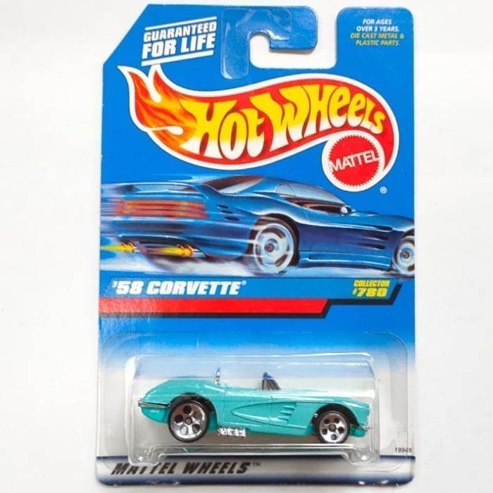 Hotwheels 58 Corvette biru muda open kap mesin