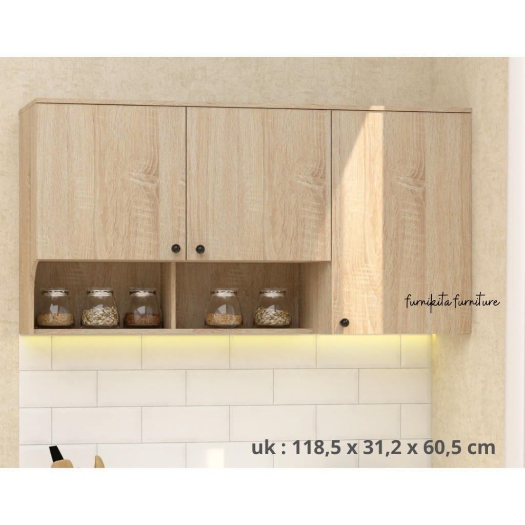 JTR - KITCHEN SET ATAS 3 PINTU MINIMALIS DAHLIA KC WU 120 LEMARI RAK DAPUR GANTUNG// PRODUK MURAH PR