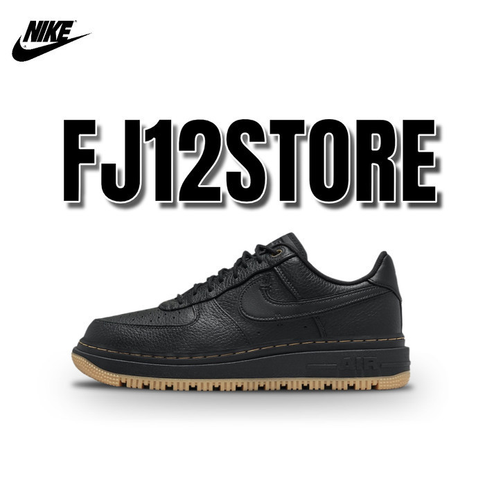 Terlaris ~Sepatu Pria Sneakers Nike Air Force 1 Low  Luxe Black Gum - BLACK GUM, 44