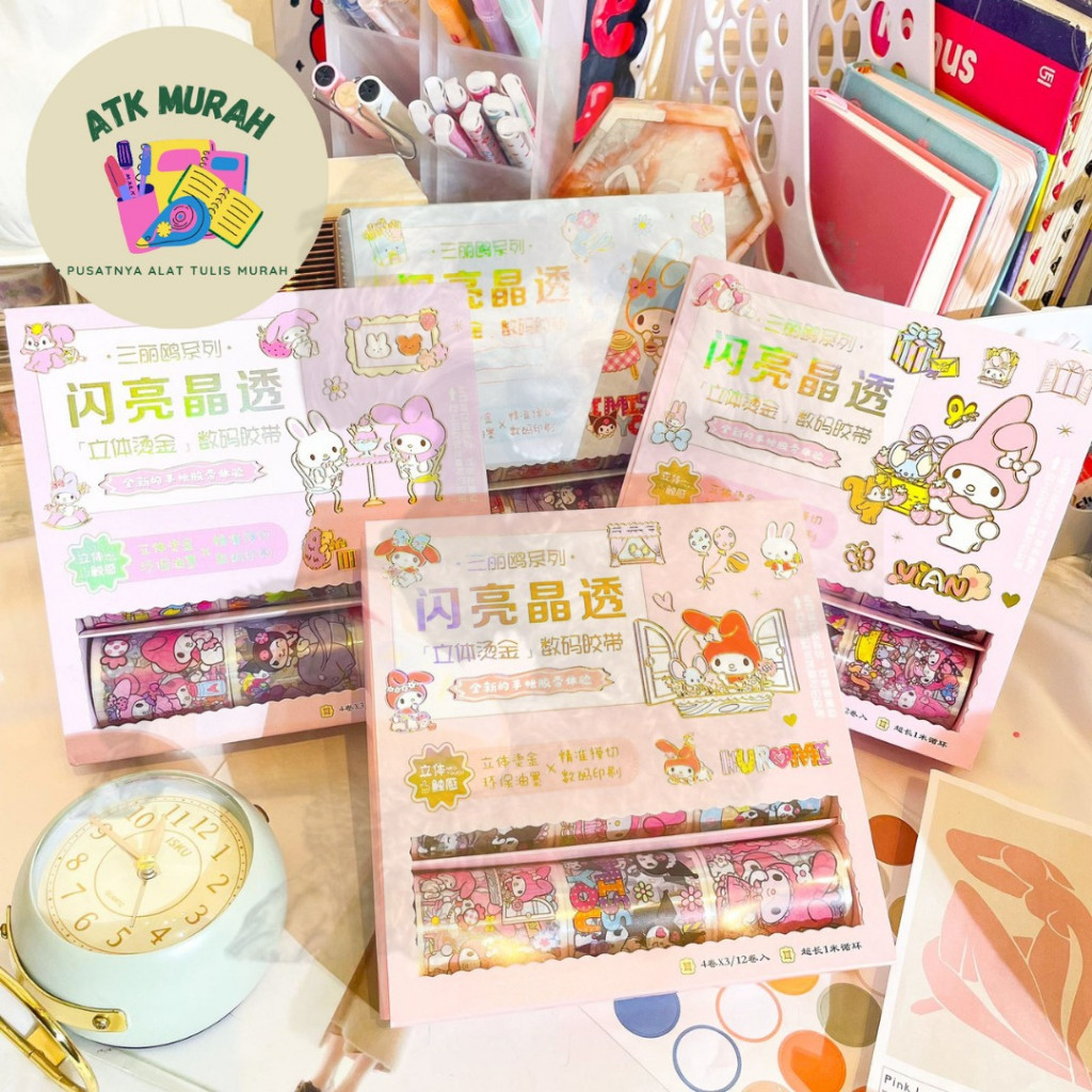 

WASHI TAPE SANRIO CHF SATU BOX ISI 12 PCS SOLATIP LUCU IMUT KEKINIAN COD TERJANGKAU STICKER STIKER