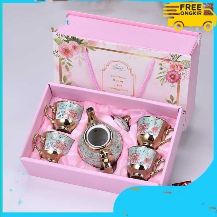 

✨LARIS✨ -HAMPERS LEBARAN TEA POT / PARCEL LEBARAN TEA SET CANGKIR KERAMIK ROSE