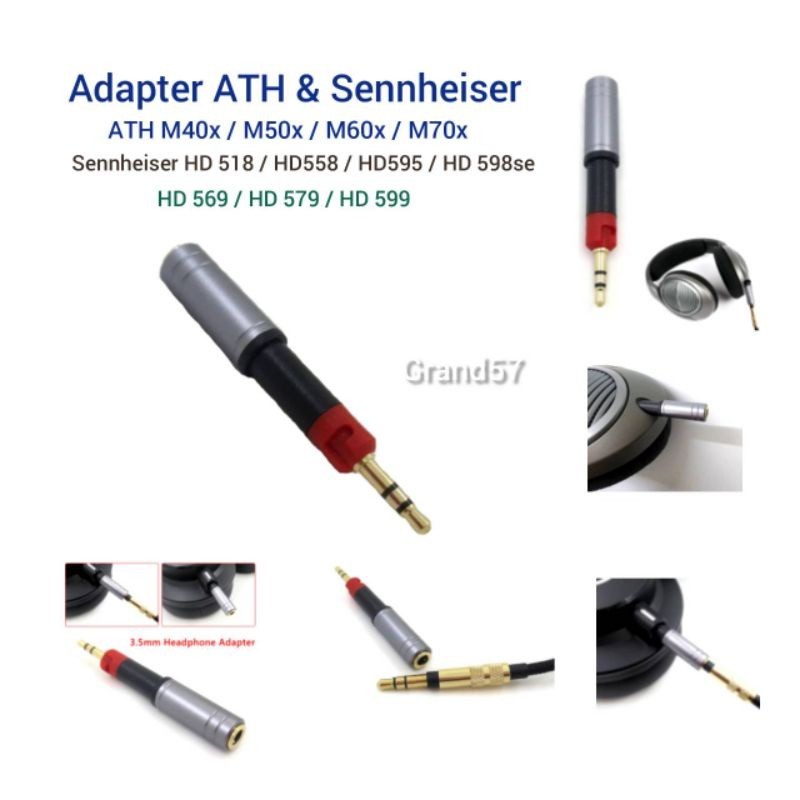 Adapter ATH M40X M50X M60X M70X M50 Sennheiser HD518 558 595 598 569 599 579 3.5mm to 2.5mm Jack Ada
