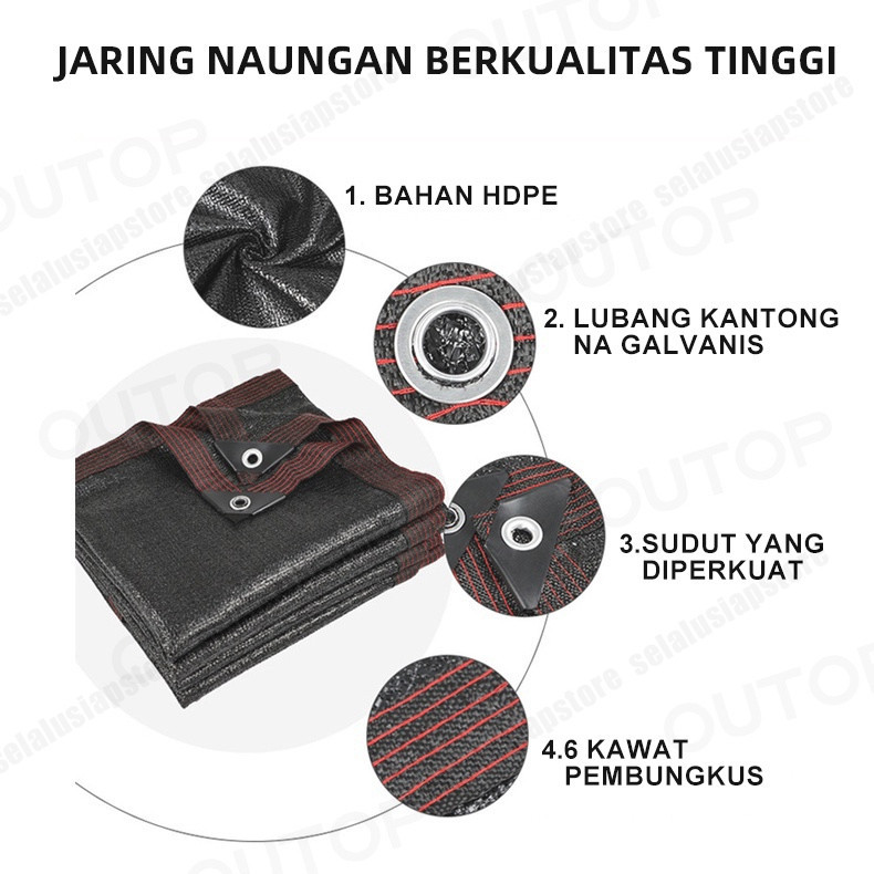 ID JARING PARANET 85-90% ANTI UV SUNSHADE NET TABIR SURYA COKLAT JARING TAMAN PARANET LEBAR 3 METER