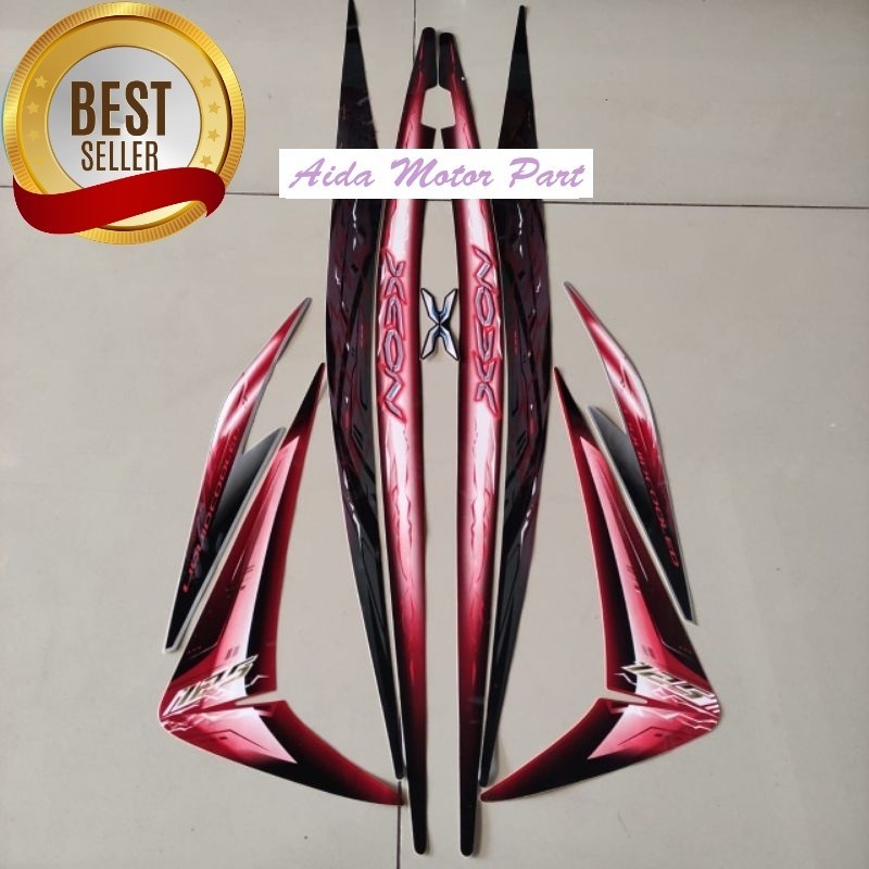 Striping Stiker Polet yamaha xeon 2010 hitam merah stiker list body standar Sticker