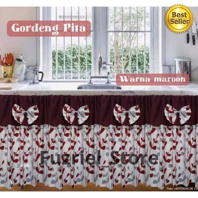 (premium) Gorden kolong dapur pita l Gorden kolong dapur minimalis I Tirai kolong