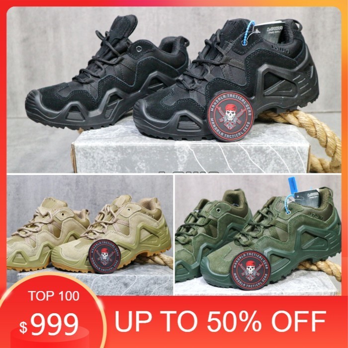 [ZONA MILITERY] Sepatu midle Boots 4inci Tactical lowchina / Sepatu low a pendek kets - Hitam, 40