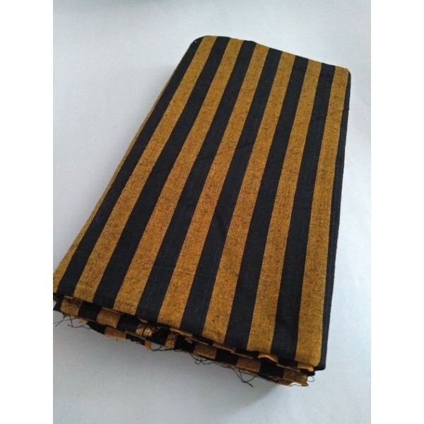 LURIK Kain lurik batik tenun lurik - hitam kuning emas panjang , meter