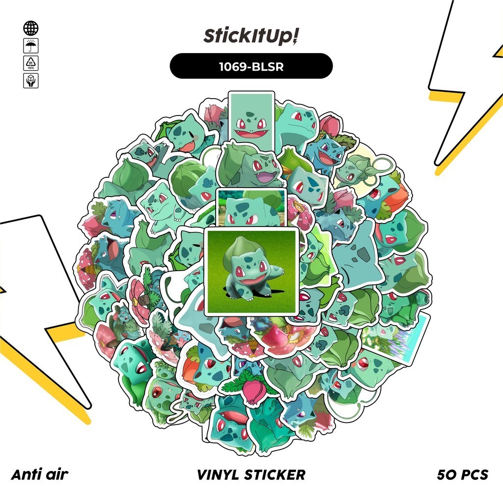 

COD✨ 100 Pcs Stiker Pack Pokemon Bulbasaur Lucu Lucu Aesthetic Vynil Waterproof untuk Freebies Sticker Buku Journal Casing HP Laptop