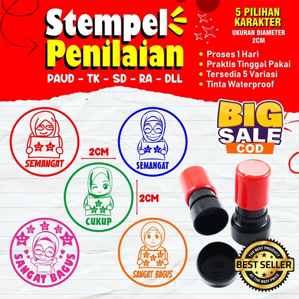 

(COD) Stempel Reward Karakter Guru Kartun untuk penilaian Sekolah Anak Isi 4Pcs