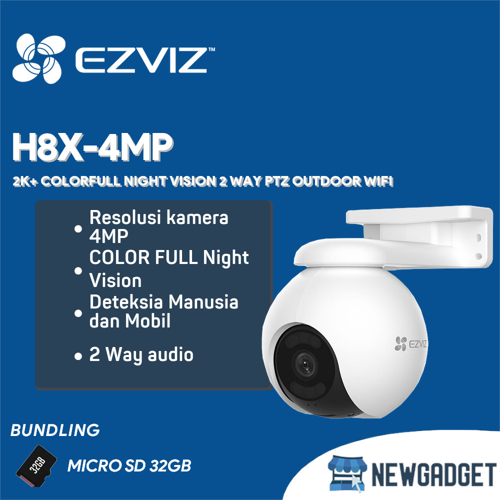EZVIZ H8X-4MP 2K+ COLORFULL NIGHT VISION 2 WAY PTZ OUTDOOR WIFI FREE MICRO SD 32GB