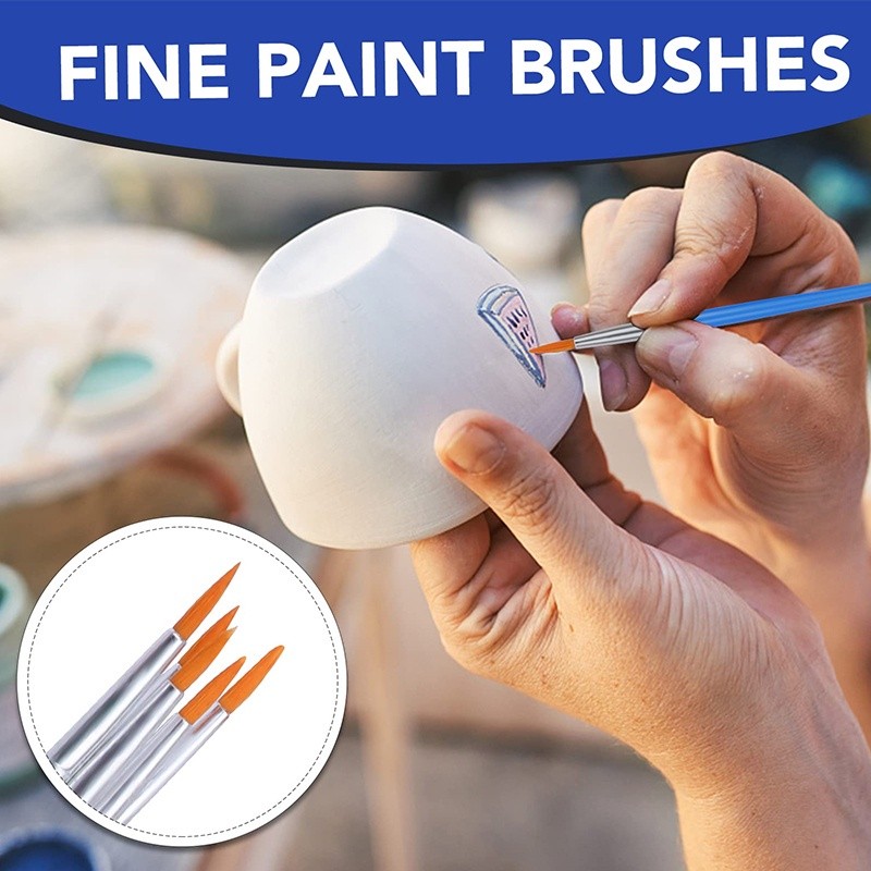 

Ready Stock50pcs Kuas Lukis Akrilik / Flat Tip Sikat Runcing Sikat Kuas Lukis Set / Nilon Cat Air