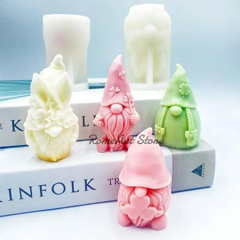 

3D Dwarf Silicone Candle Mold Cute Santa Claus Portrait Crafts Resin Plaster Soap Mould Diy Chocolate Baking Tools Home Gifts