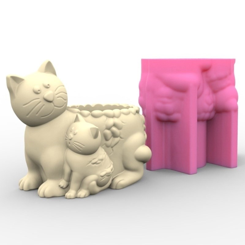 

Cat Pen Holder Silicone Mold Table Ornament Succulent Planter Flowerpot Molds Epoxy Resin Mold DIY Plaster Making Tool