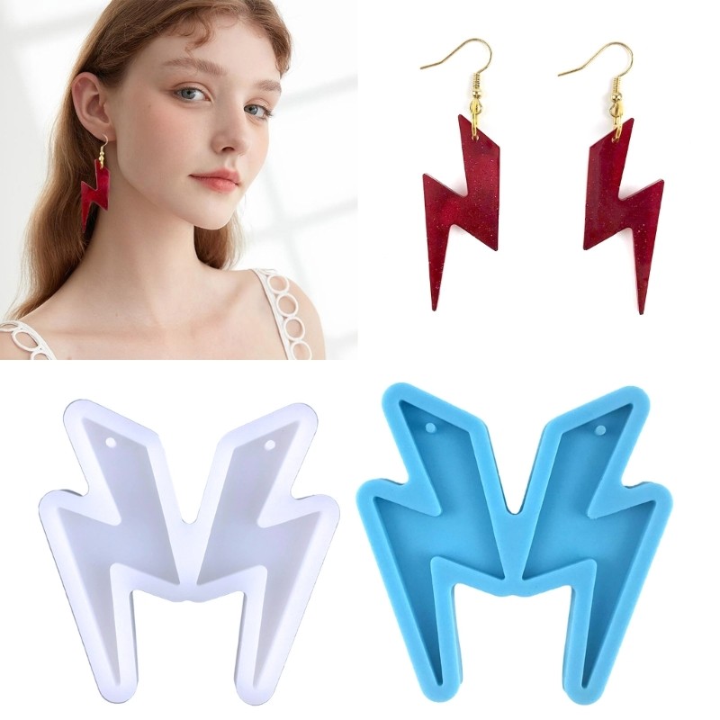 

R3MC Flash Shaped Earring Molds Resin Jewelry Molds,Earring Silicone Mold with Hole for DIY Resin Jewelry,Pendant,Keychains