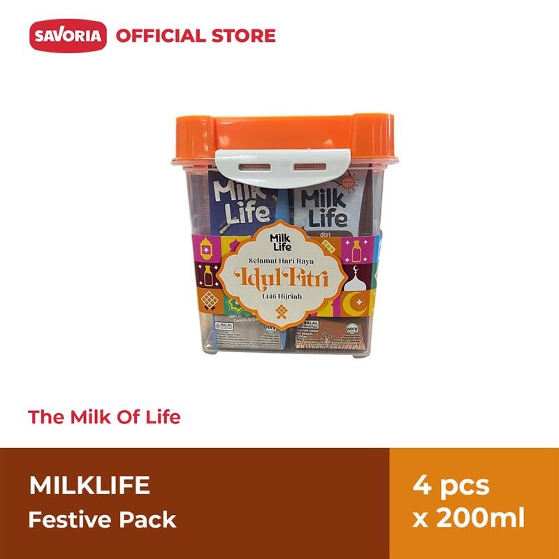

MilkLife UHT Festive Pack isi 4 Pcs x 200ml Gratis Container
