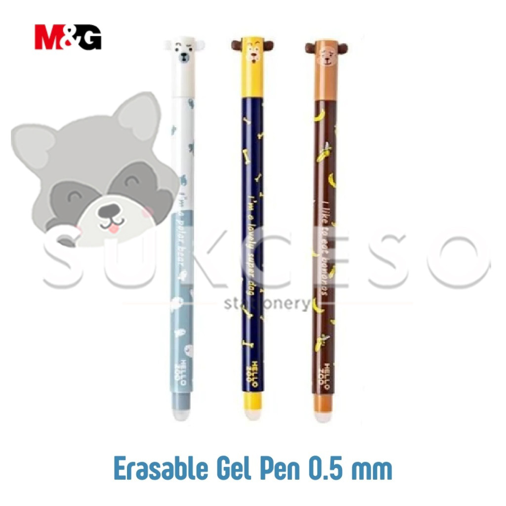 

M&G Erasable Gel Pen 0.5 Black Hello Zoo AKPB44R4 Pulpen Gel SATUAN Bisa Dihapus Tinta Hitam