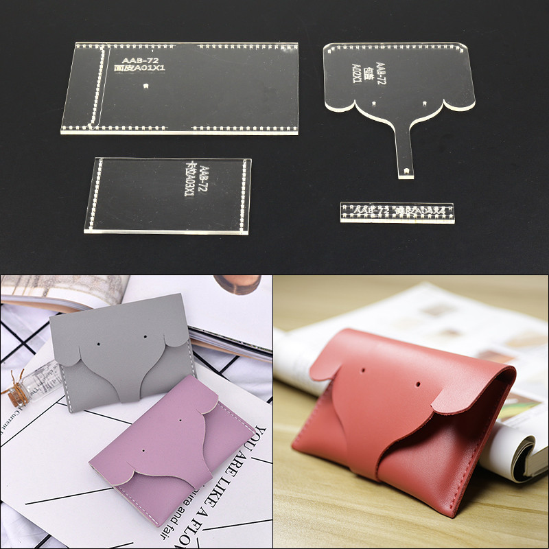 

1Set elephant Acrylic leather craft card holder template sewing cut pattern