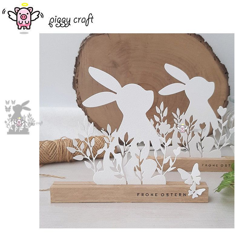 

Piggy Craft metal cutting dies cut die mold Easter flower Bunny butterfly Scrapbook paper craft knife mould blade punch stencil