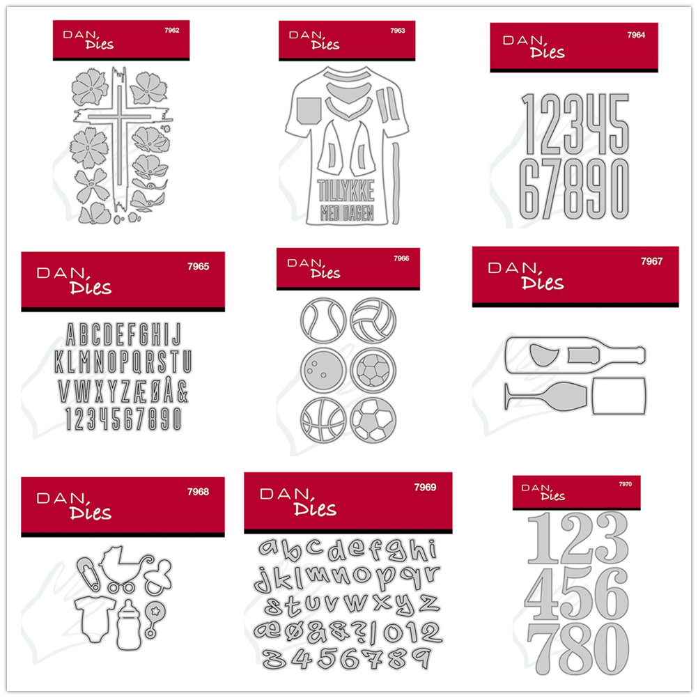 

New February 2024 Kors med Blomster T-shirt Sports Bolde Vin Alfabet Cutting Dies for Scrapbooking Paper Making Frame Card Craft