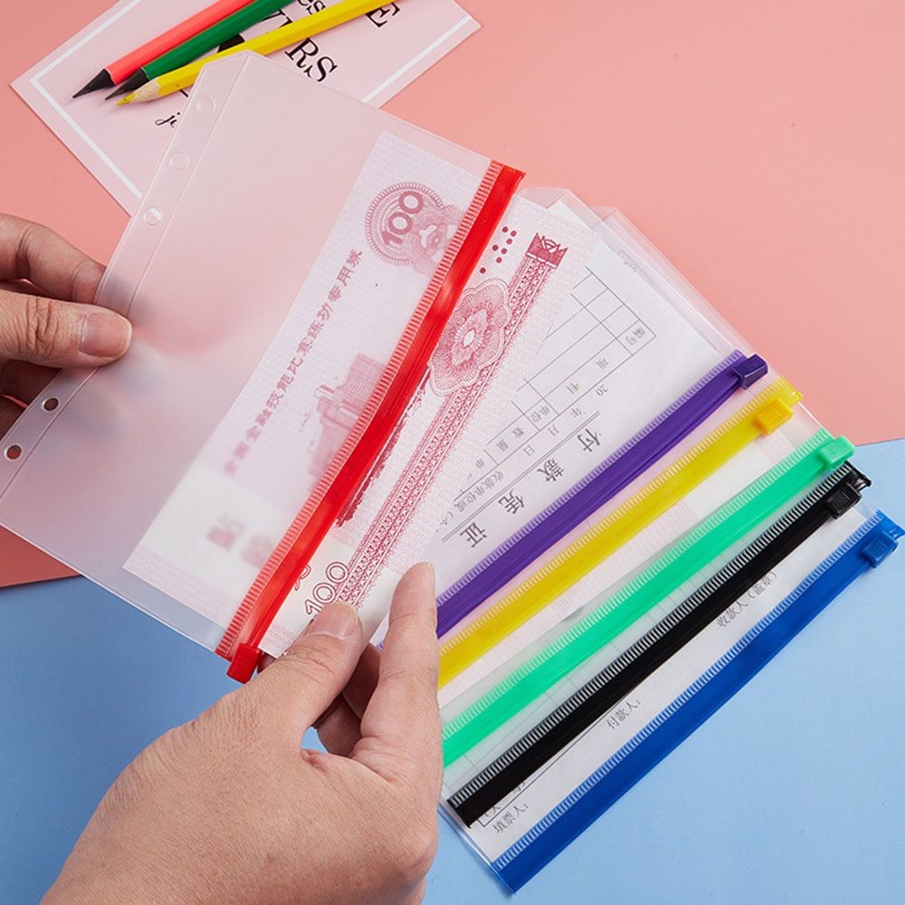 

A6/A5 Binder Pocket File Storage Folder Transparent PVC Binder Zipper Folders Loose Leaf Pouch with Self-Styled Filing Binder