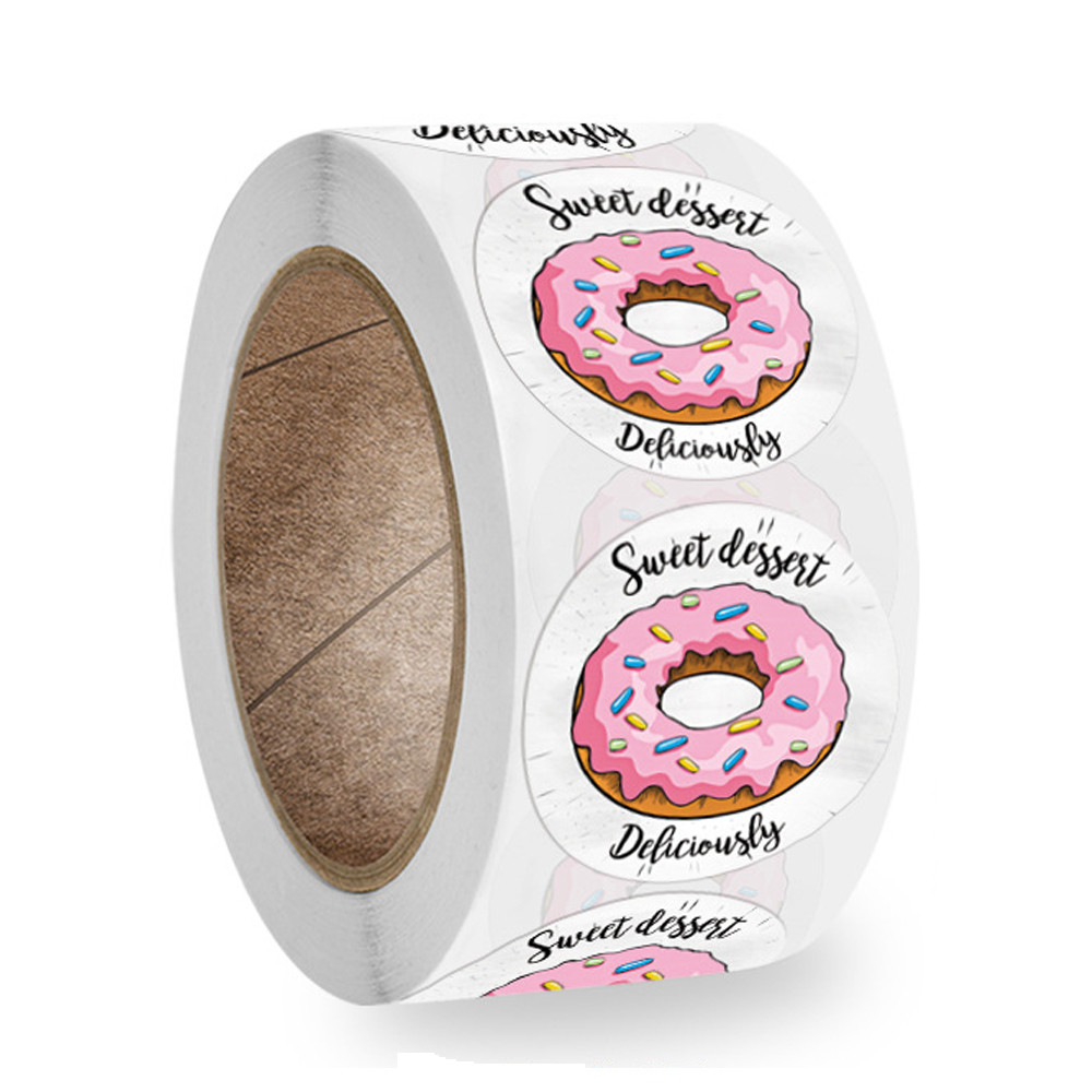 

50-500pcs Gift Cake Baking Packaging Decoration Stickers Delicious Donut Style Stickers Gift Packing Supplies Adhesive Stickers
