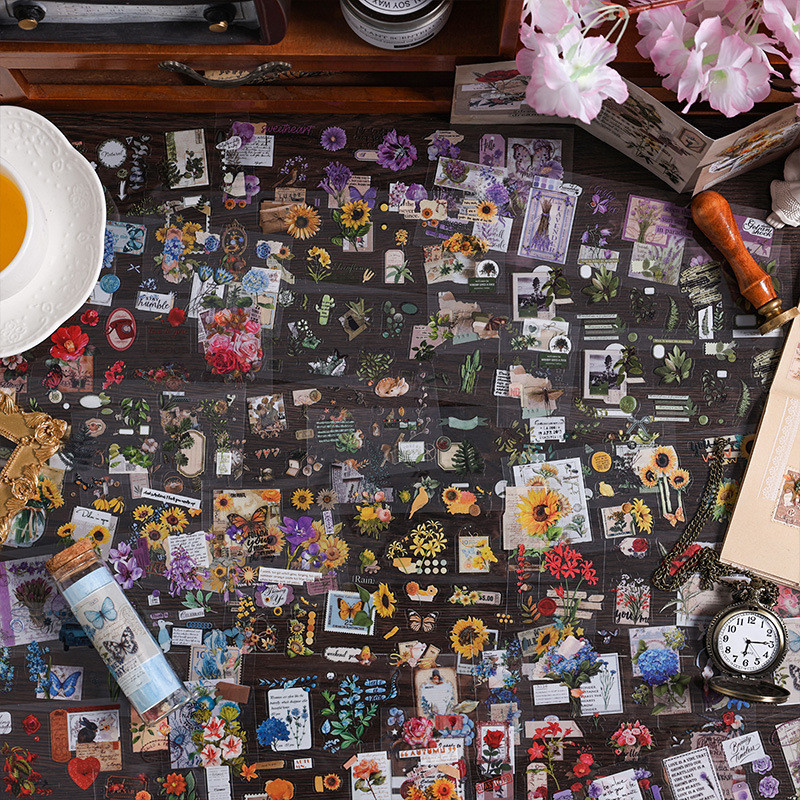 

Journamm 6pcs/pack Plant Flowers Stickers PET Material DIY Scrapbooking Collage Stationery Aesthetics Decor Stickers