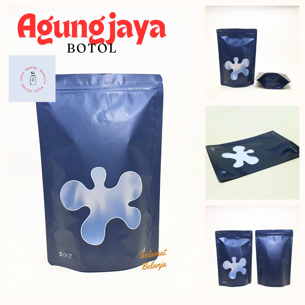 Pouch Window Transmetz Hitam Flower @ Pcs Series / Plastik / Plastik Kemasan / Pouch Plastik / Sache