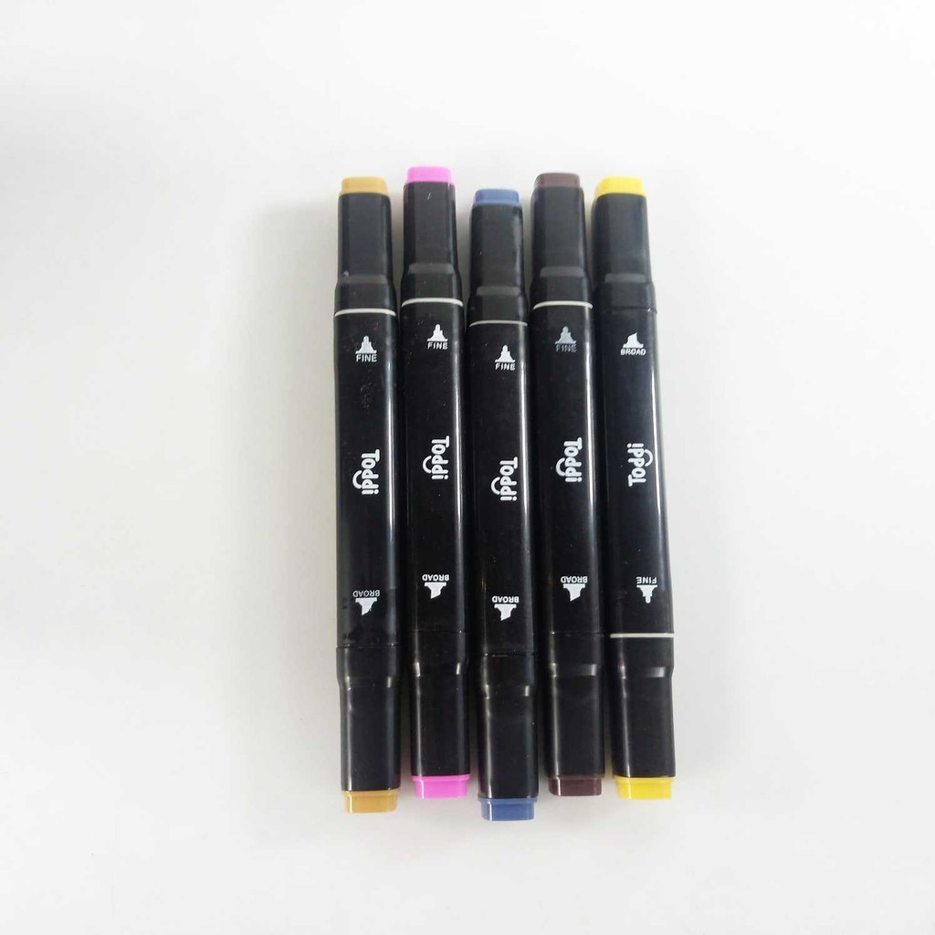 

D3W! Spidol Dual Side Fine Art Marker 30 Color - 1 mm (Fine Nib) And 6 mm (Broad Nib)