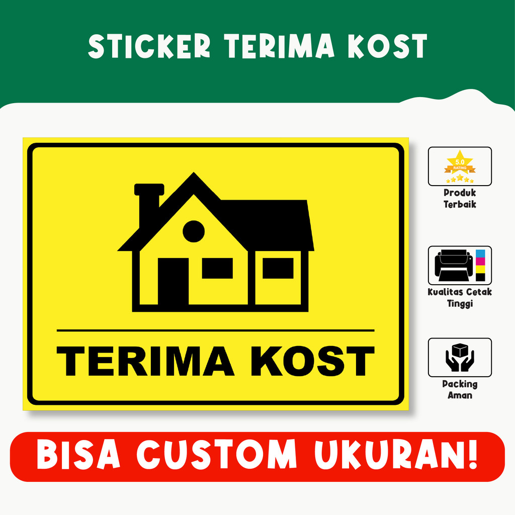 

Sticker Terima Kost – Informasi Penerimaan Penyewa, Bisa Custom Nama & Ukuran