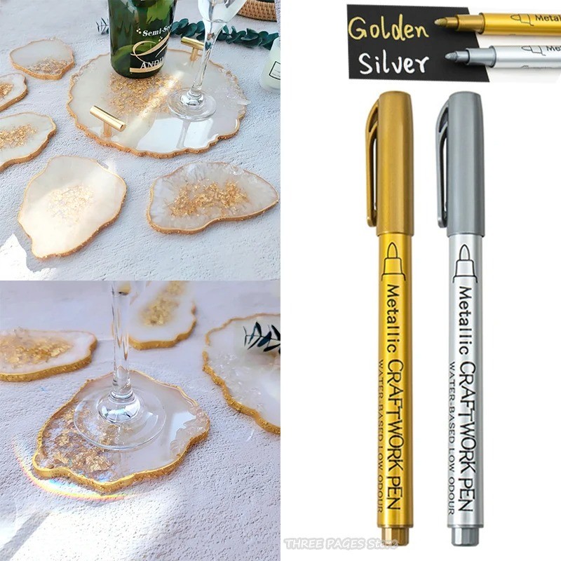 

Metallic Waterproof Permanent Marker Pens for DIY Epoxy Resin Mold Gold Silver Color Drawing Supplies Craft Marker Pen