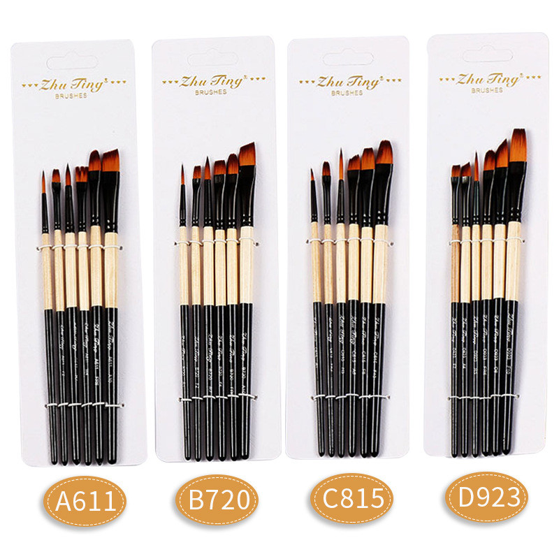 

Acrylic Paint Set, 6pcs Nylon Hair Artist Paintbrushes for Acrylic Watercolor Oil Ink Canvas Painting Face Body Art Supplies