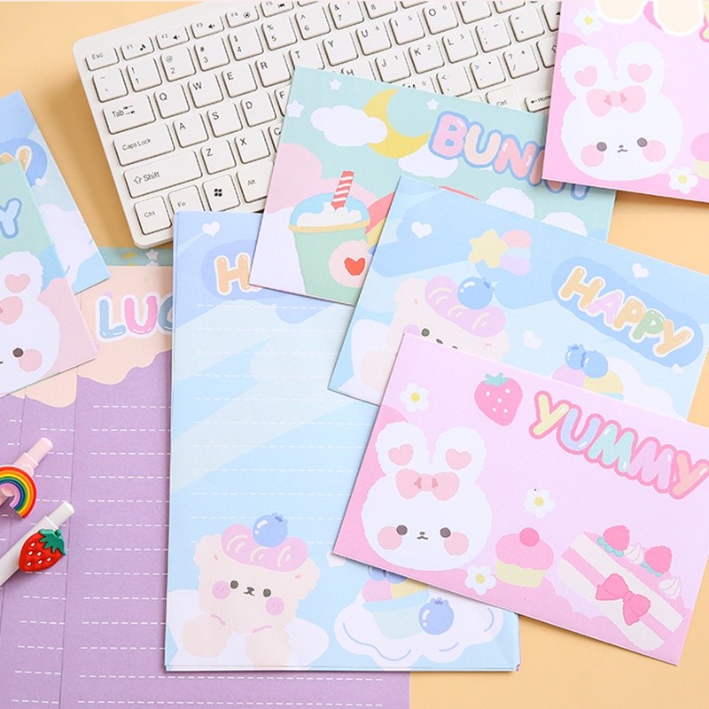 

10pcs Amplop Surat Motif Kartun Beruang & Kelinci Untuk Pelajar