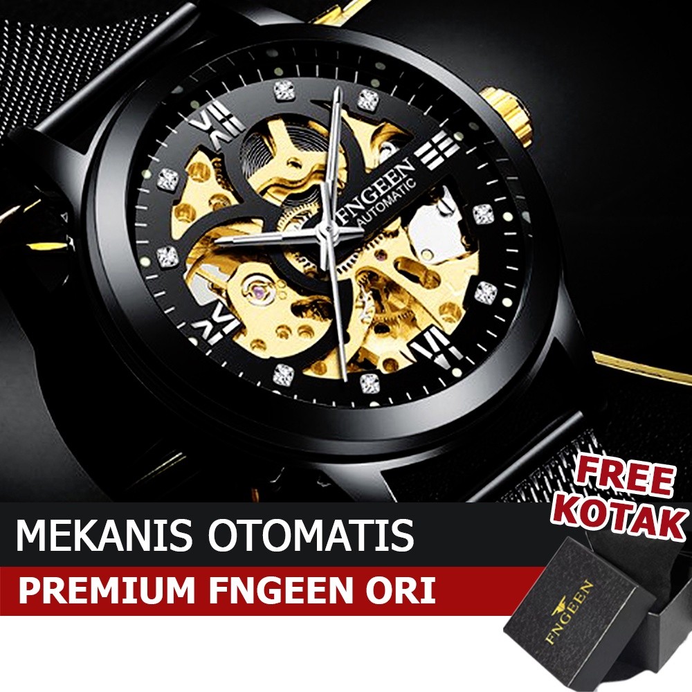 FNGEEN 6018 Jam Tangan Pria Mechanical Automatic Luxury Business Original Tahan Air Watch + Kotak