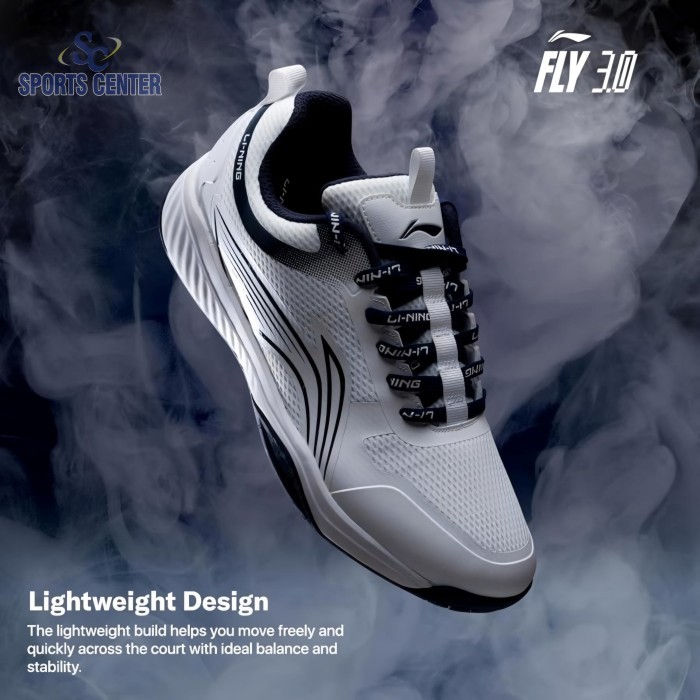 New Sepatu Badminton Lining Ultra Fly III / 3.0 AYTT053 White / Navy
