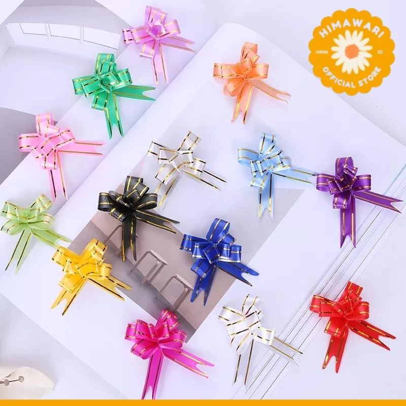 

HIMA - (1pack) Pita Tarik Motif / Pita Serut Motif Garis Lis Emas isi 10pcs Dekorasi