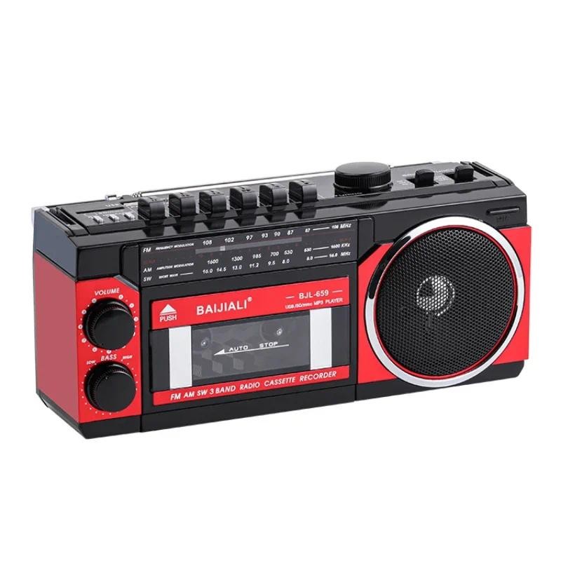 1 Classic retro tape player, three-band radio recording, external playback Bluetooth cassette record